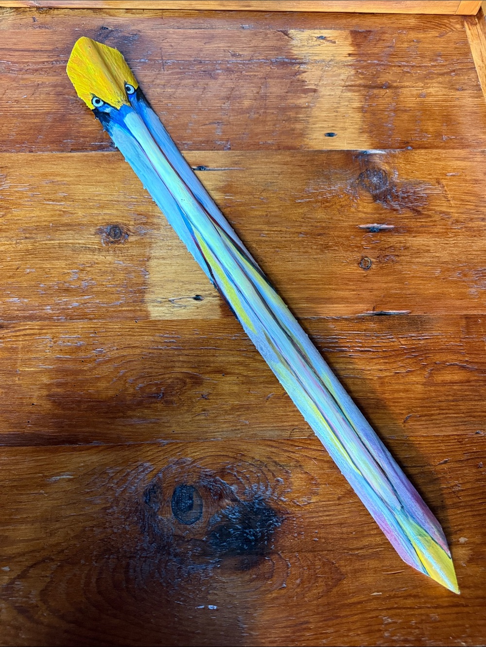 🏝️ Hand-Painted Pelican on Palm Frond Decorative Accent Art